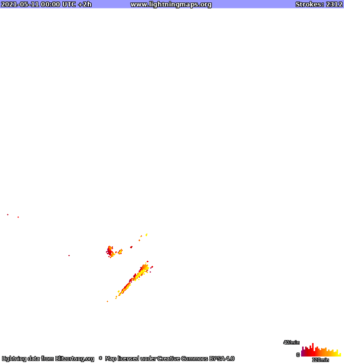 Mappa dei fulmini Europa 11.05.2021 (Animazione)