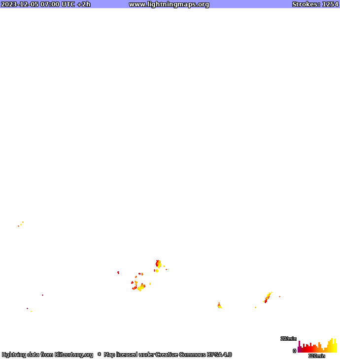 Mapa bleskov Európa 05.12.2023 (Animácia)