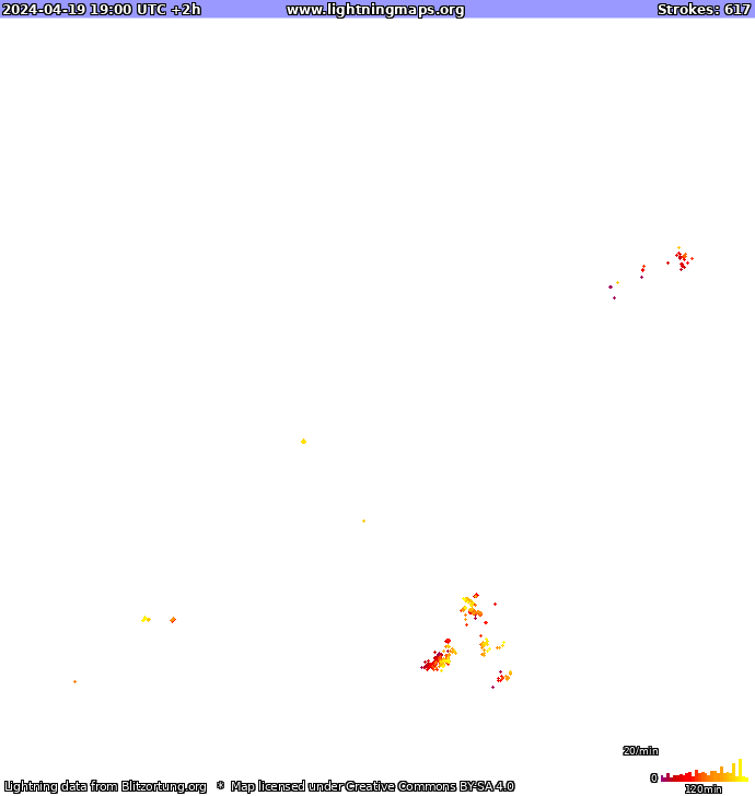 Mapa bleskov Európa 19.04.2024 (Animácia)