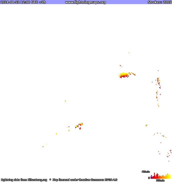 Mappa dei fulmini Europa 22.04.2024 (Animazione)