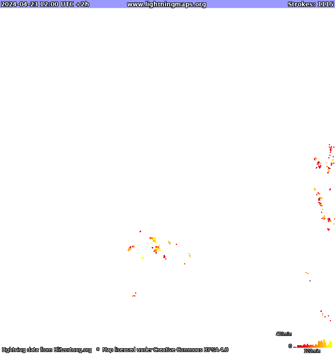 Карта блискавок Європа 23.04.2024 (Анімація)