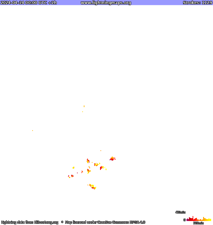 Mappa dei fulmini Europa 24.04.2024 (Animazione)