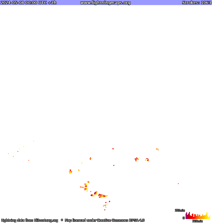 Carte de la foudre Europe 08/05/2024 (Animation)
