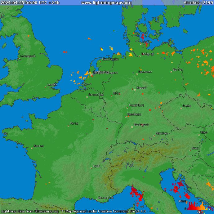 Blitzkarte Westeuropa 25.04.2024