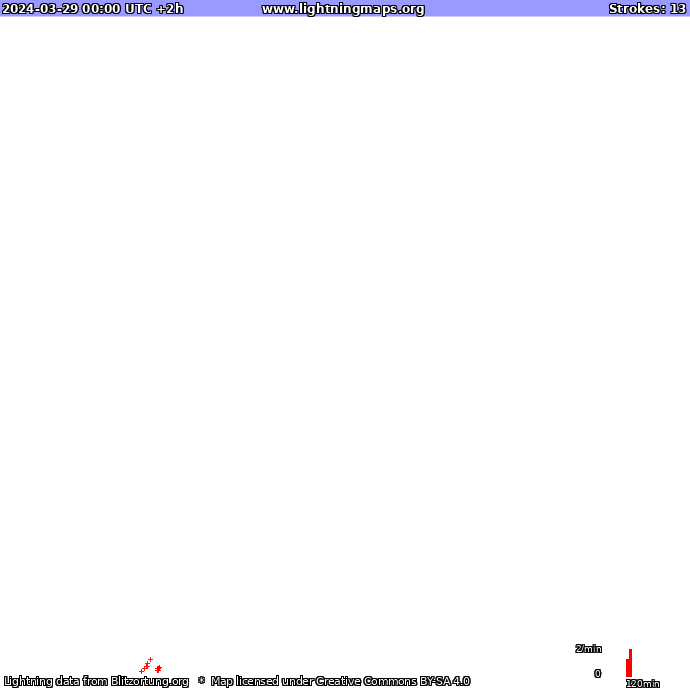 Carte de la foudre Europe de l'Ouest 29/03/2024 (Animation)