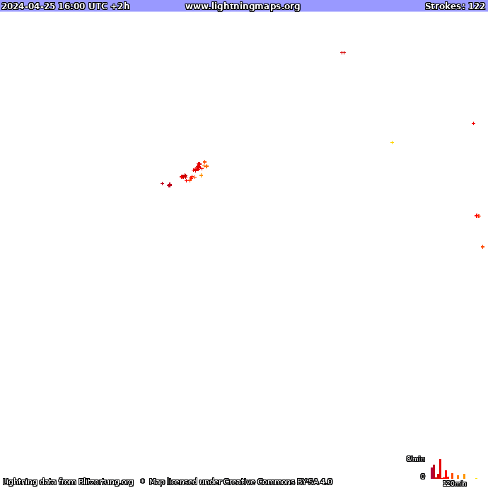 Mappa dei fulmini Europa ovest 25.04.2024 (Animazione)