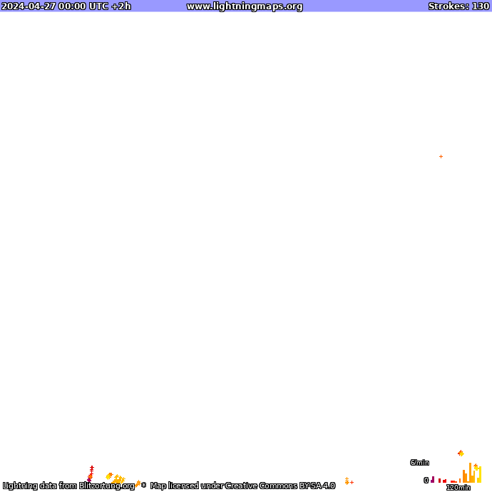 Bliksem kaart West-Europa 27.04.2024 (Animatie)