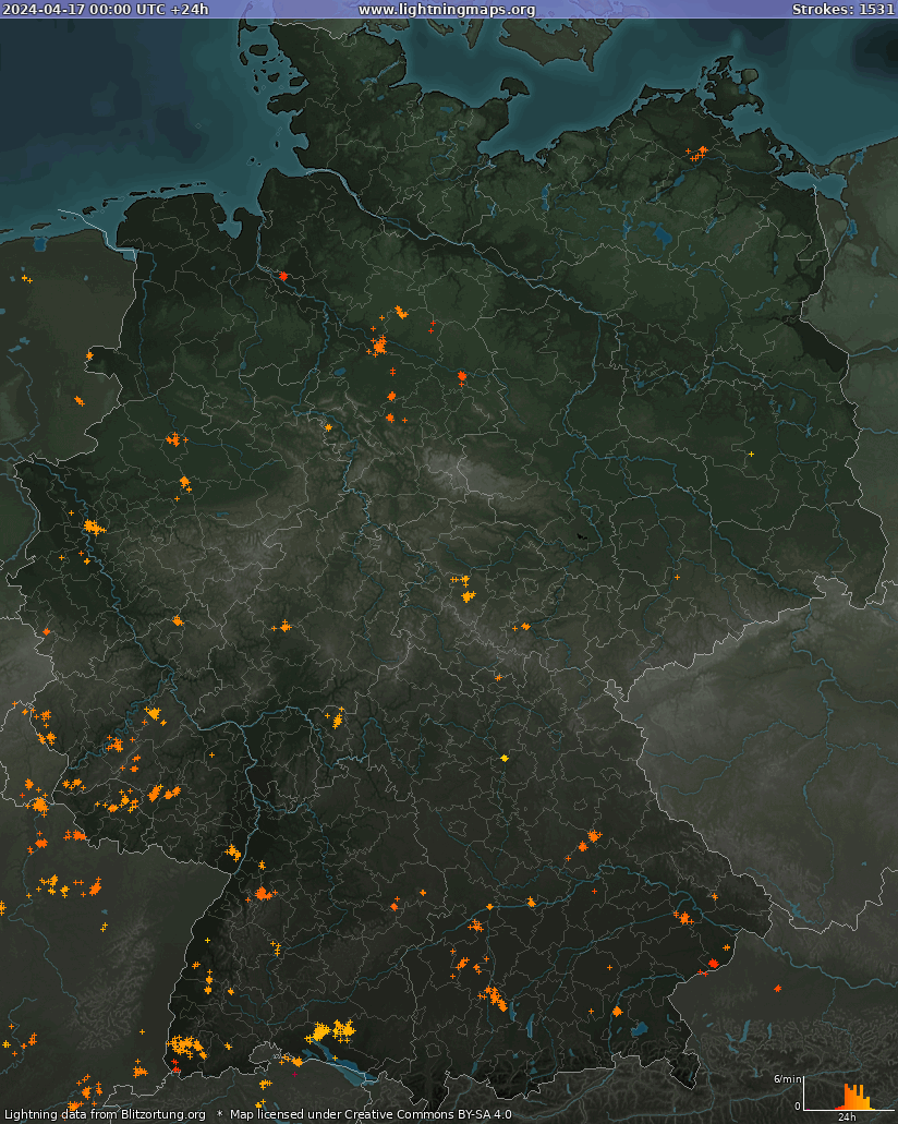 Carte de la foudre Allemagne 17/04/2024