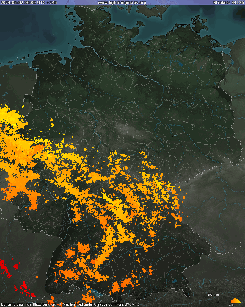 Bliksem kaart Duitsland 02.05.2024