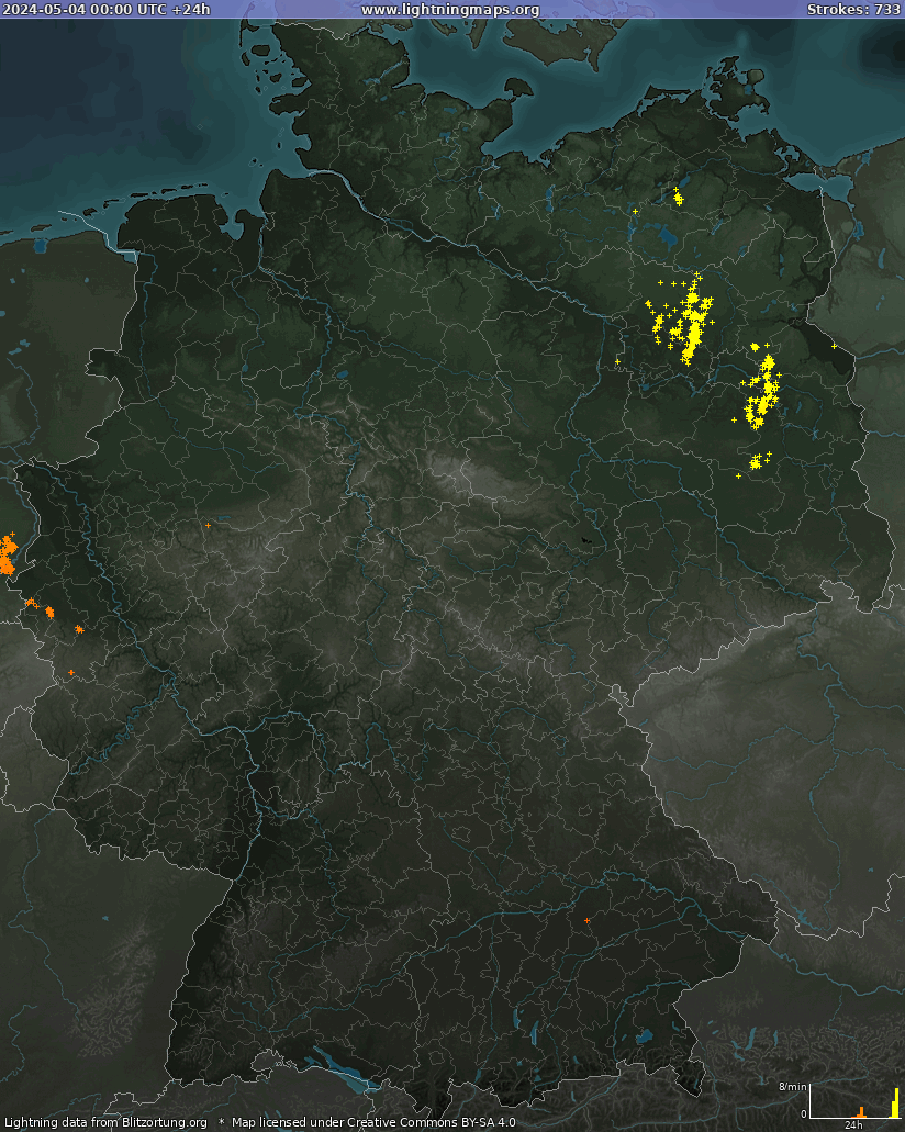 Mapa wyładowań Niemcy 2024-05-04