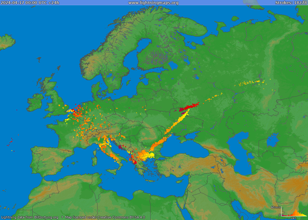 Carte de la foudre Europe (Big) 17/04/2024