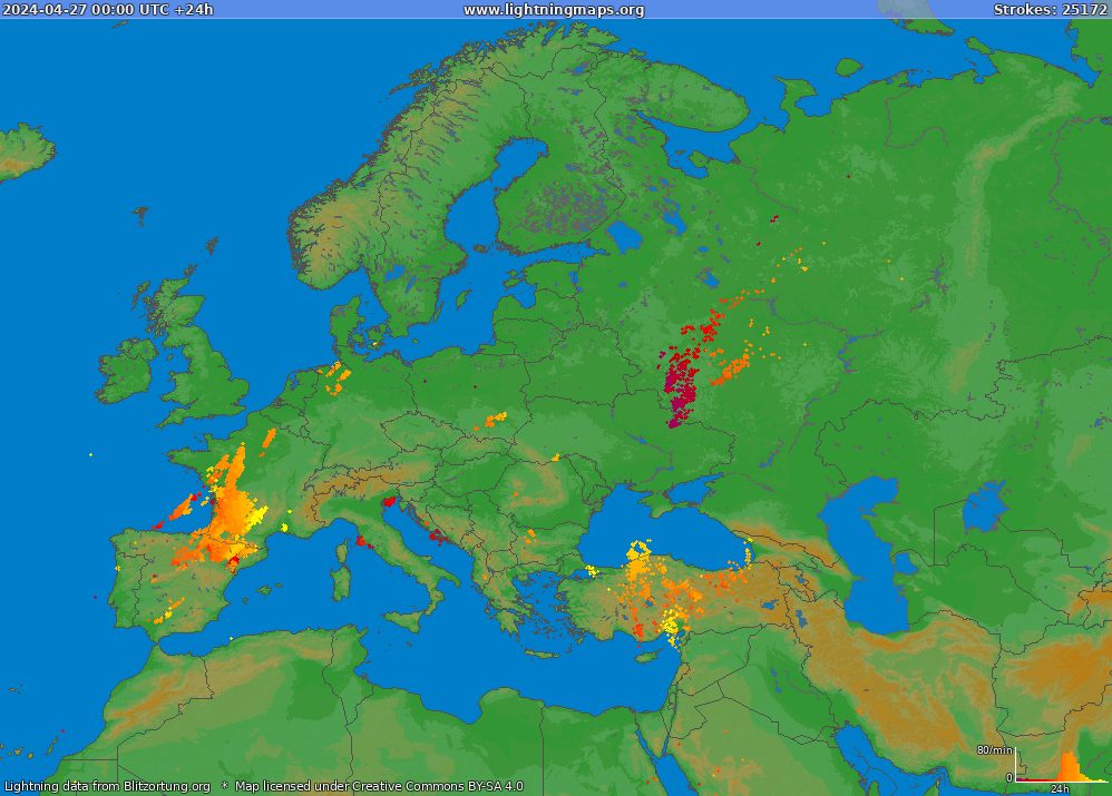 Mapa blesků Europe (Big) 27.04.2024