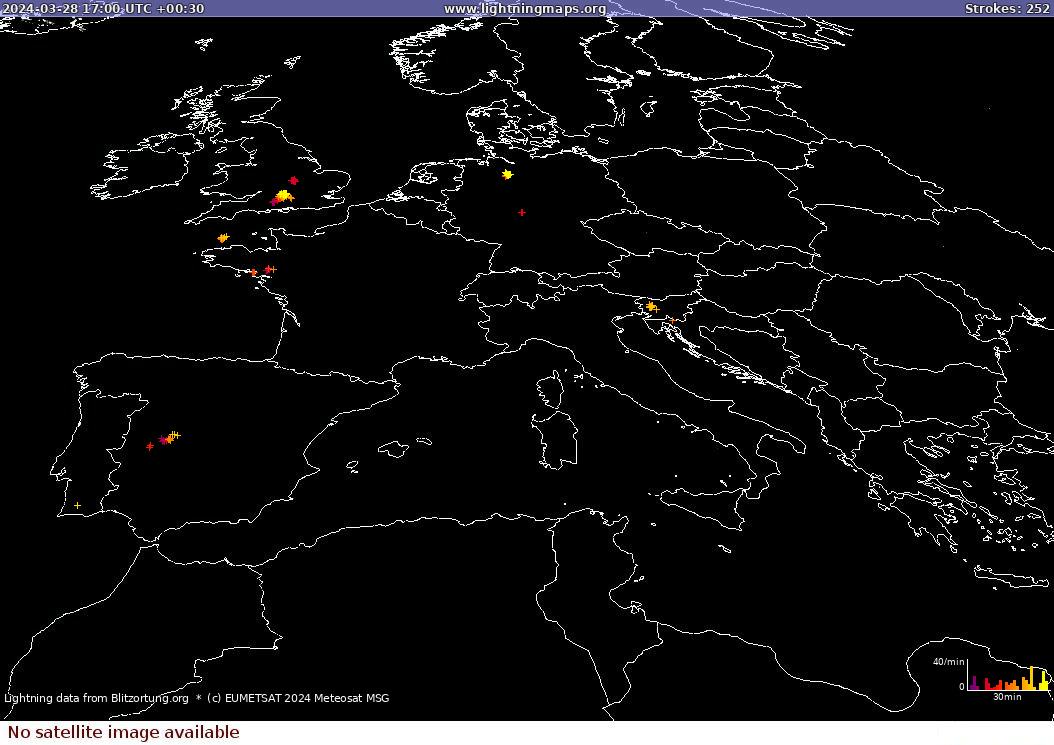 Mapa blesků Sat: Europe Clouds + Rain 28.03.2024 (Animace)