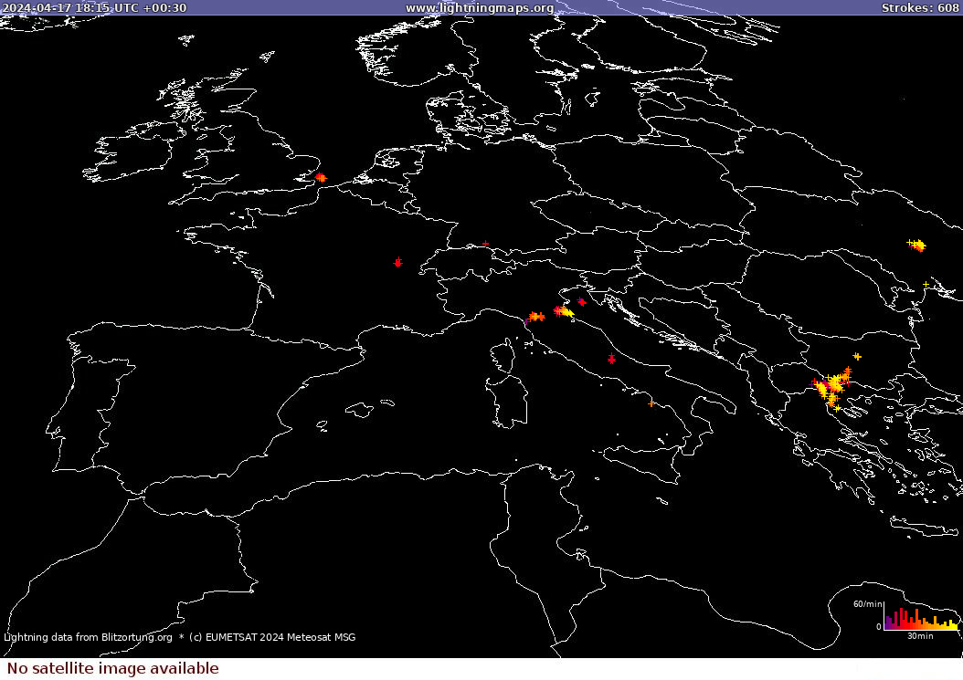 Blixtkarta Sat: Europe Clouds + Rain 2024-04-18 (Animering)