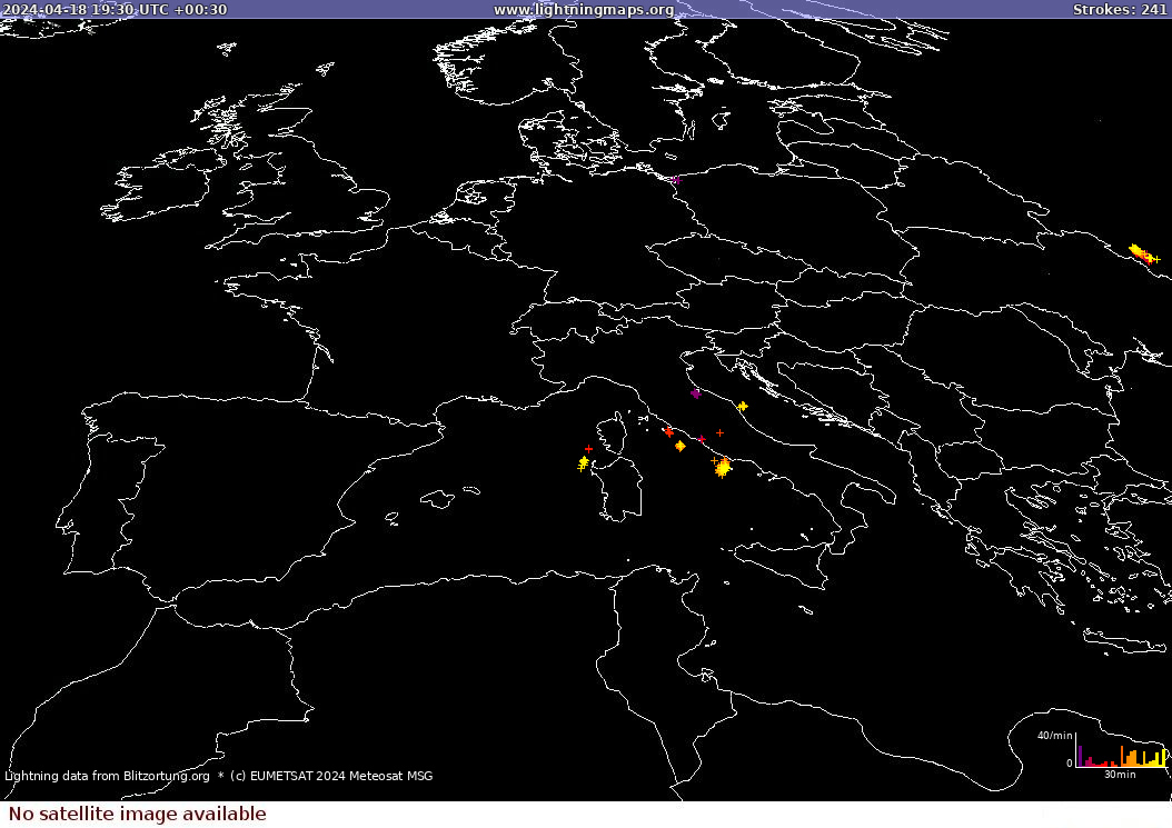 Mapa wyładowań Sat: Europe Clouds + Rain 2024-04-19 (Animacja)