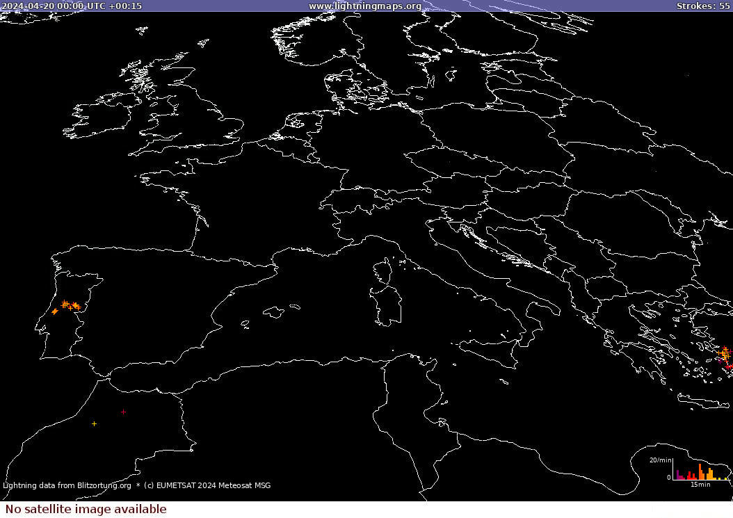 Mapa wyładowań Sat: Europe Clouds + Rain 2024-04-20