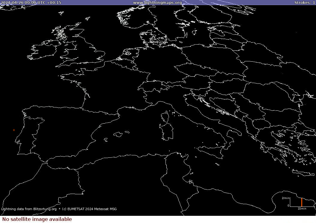 Lightning map Sat: Europe Clouds + Rain 2024-04-26