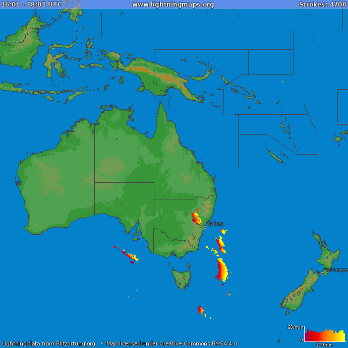 Poměr blesků (Stanice Errol2, Perthshire) Oceania 2024 