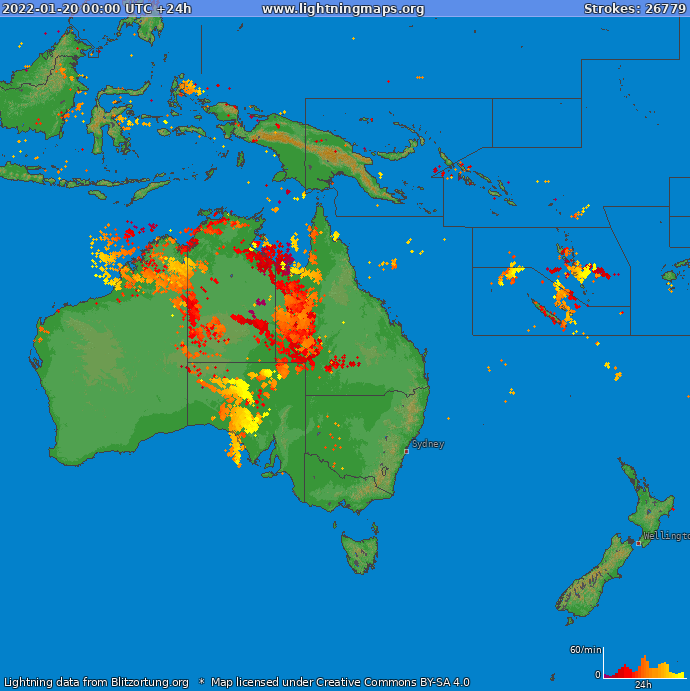 Zibens karte Okeānija 2022.01.20