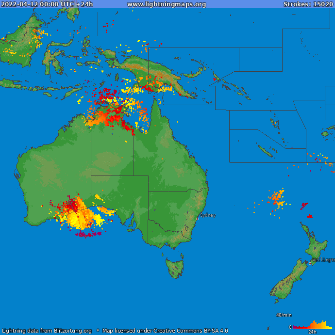 Lightning map Oceania 2022-04-12