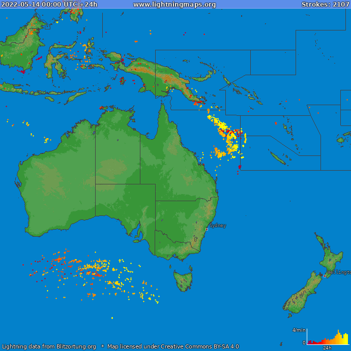Lightning map Oceania 2022-05-14