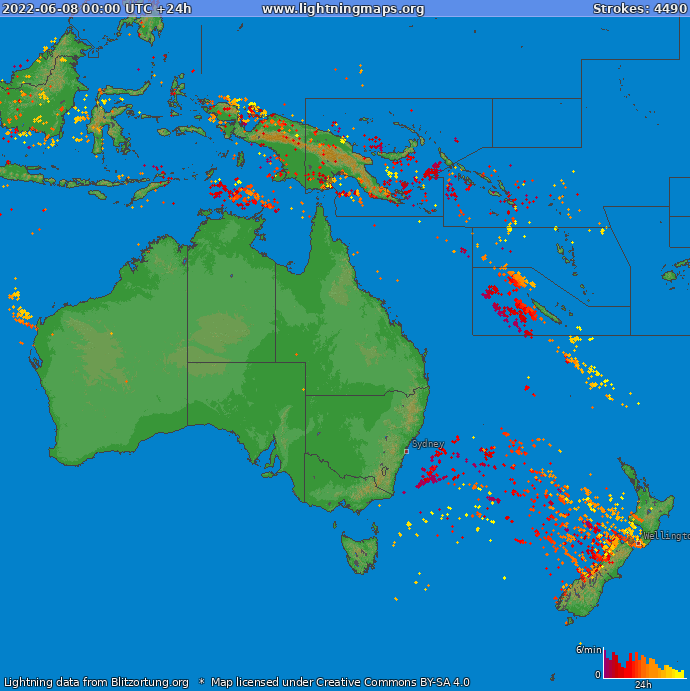 Carte de la foudre Oceania 08/06/2022