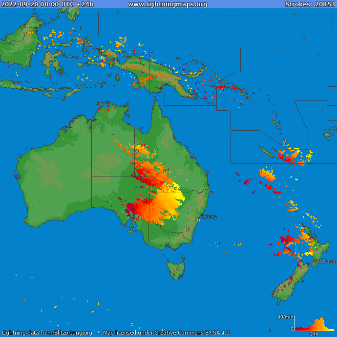 Bliksem kaart Oceania 20.09.2022