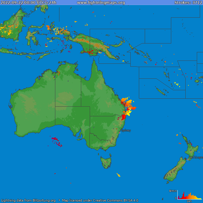 Mappa dei fulmini Oceania 22.09.2022