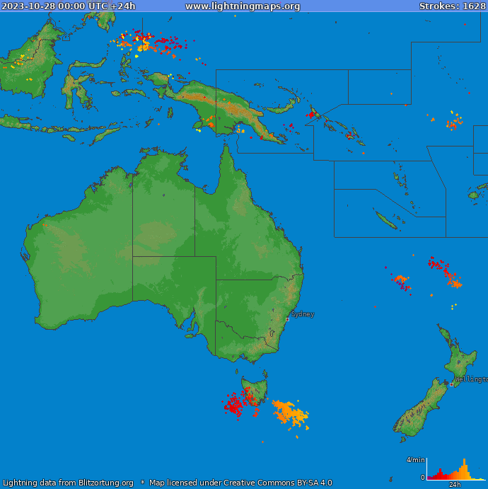 Carte de la foudre Oceania 28/10/2023