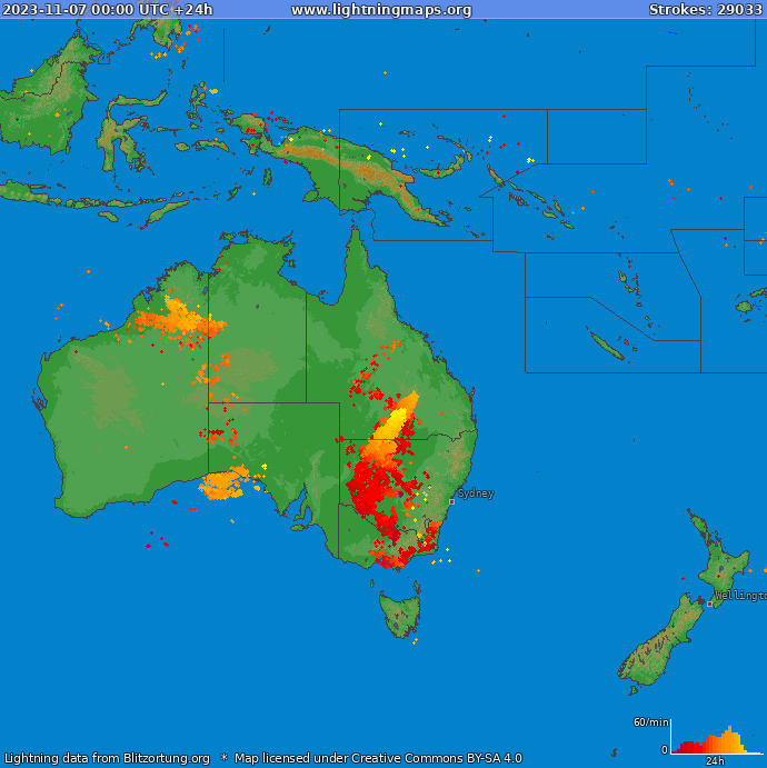 Carte de la foudre Oceania 07/11/2023