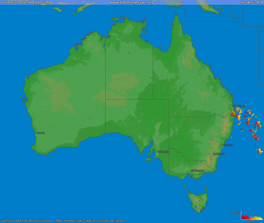 Lightning map Australia (Big) 2024-05-18 (Animation)