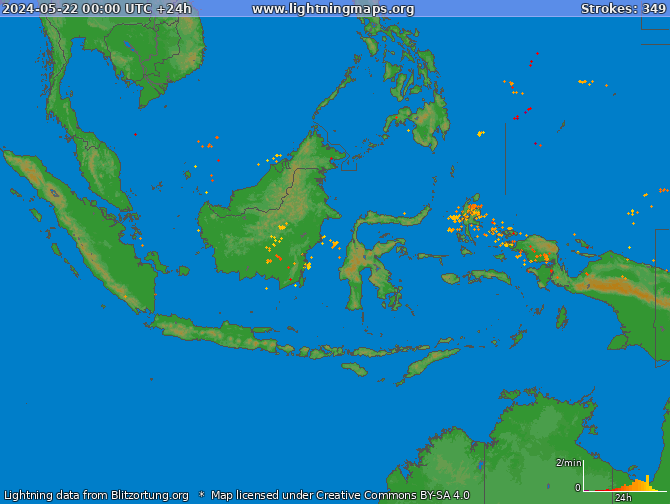 Mapa bleskov Indonézia 22.05.2024