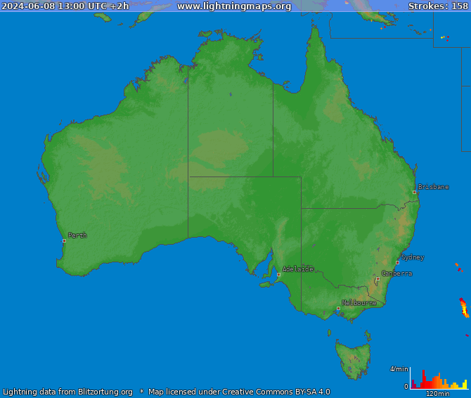 Lightning map Australia 2024-06-08 (Animation)