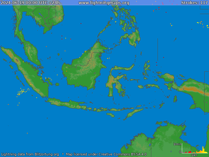 Mapa bleskov Indonézia 19.06.2024