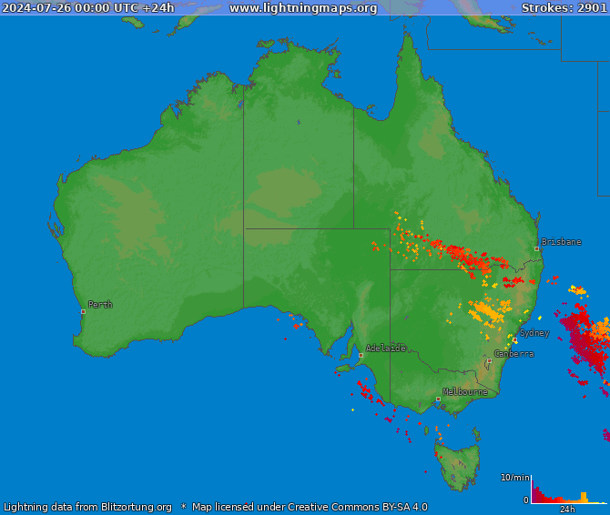 Lightning map Australia 2024-07-26