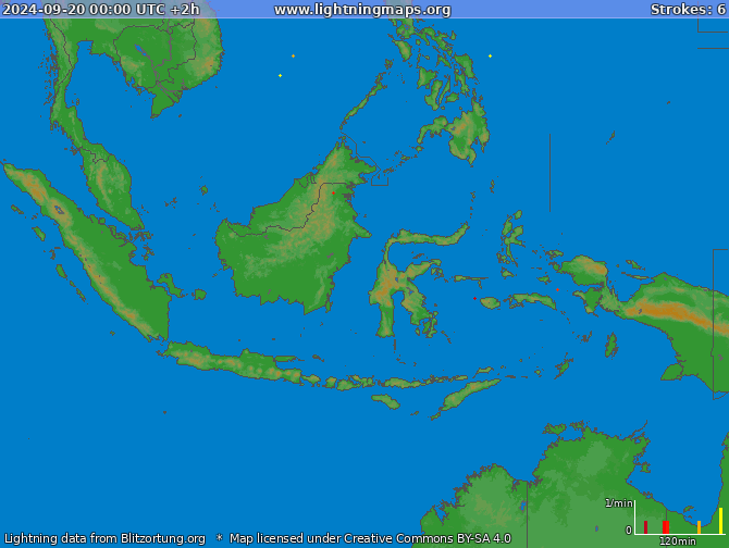 Mapa wyładowań Indonezja 2024-09-20 (Animacja)