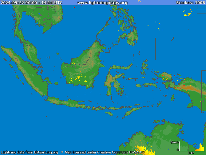 Mapa blesků Indonézie 22.09.2024