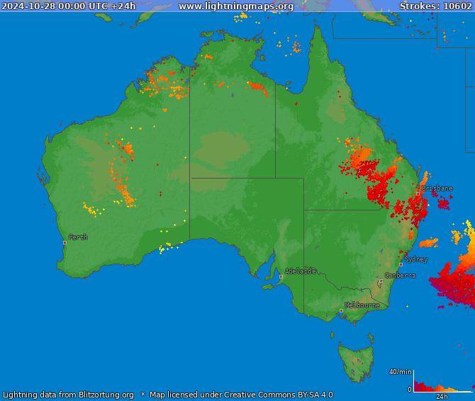 Carte de la foudre Australia 28/10/2024