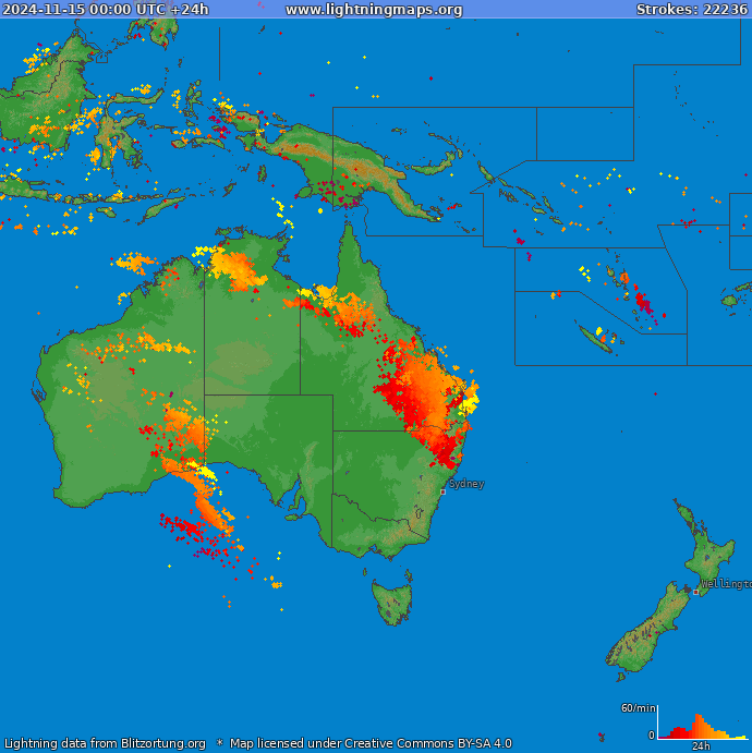 Lightning map Oceania 2024-11-15