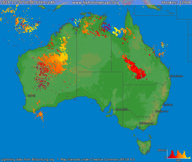 Lightning map Australia 2024-11-20