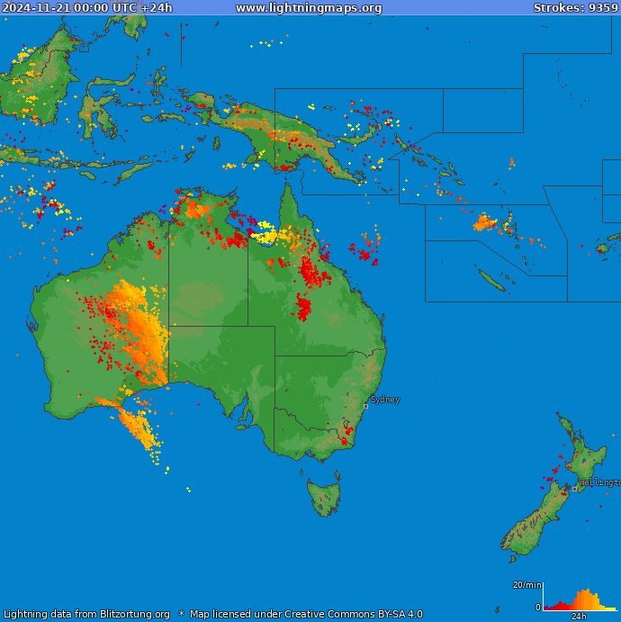 Carte de la foudre Oceania 21/11/2024