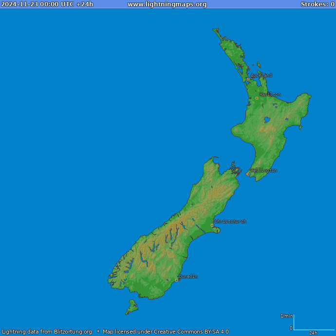 Lightning map New Zealand 2024-11-23