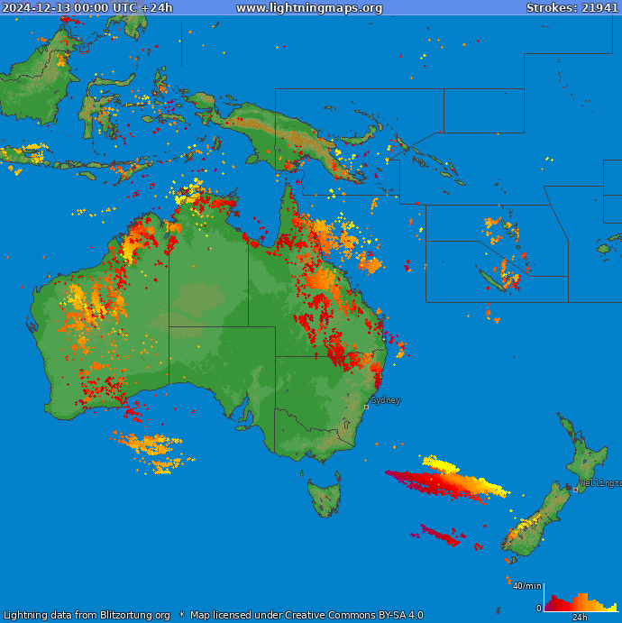 Lightning map Oceania 2024-12-13