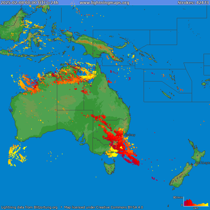 Blitzkarte Ozeanien 08.02.2025