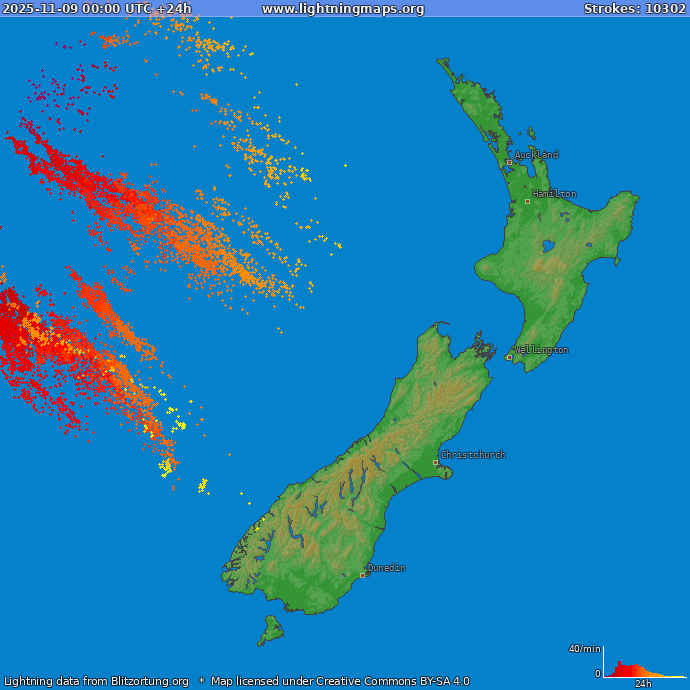 Salamakartta Uusi Seelanti 2025-11-09