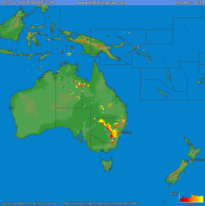 Lightning map Oceania 2025-12-11 (Animation)