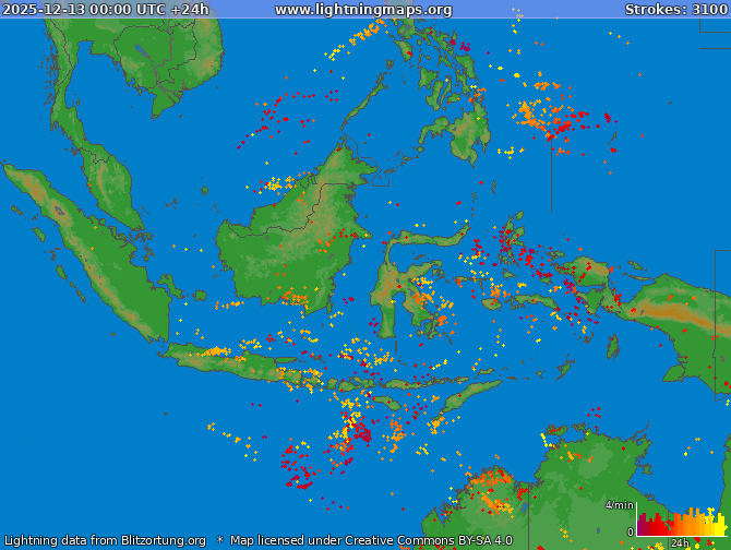 Lightning map Indonesia 2025-12-13