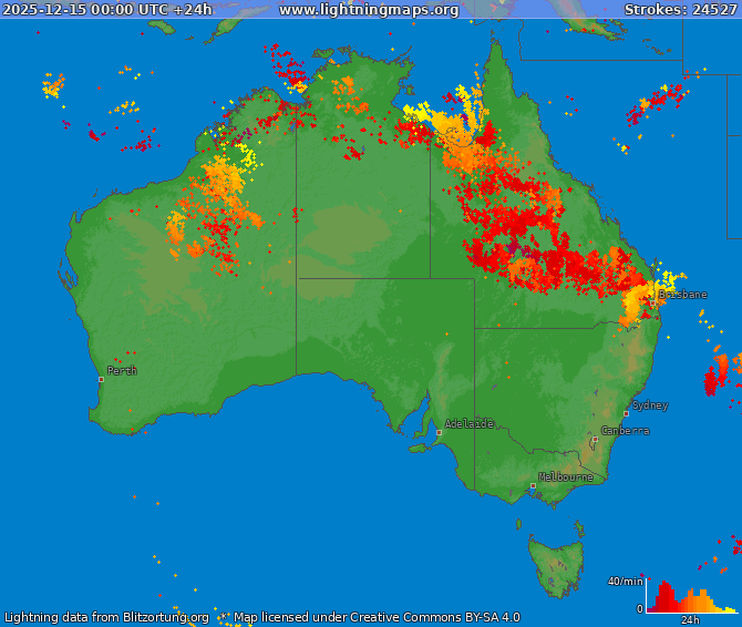 Lightning map Australia 2025-12-15
