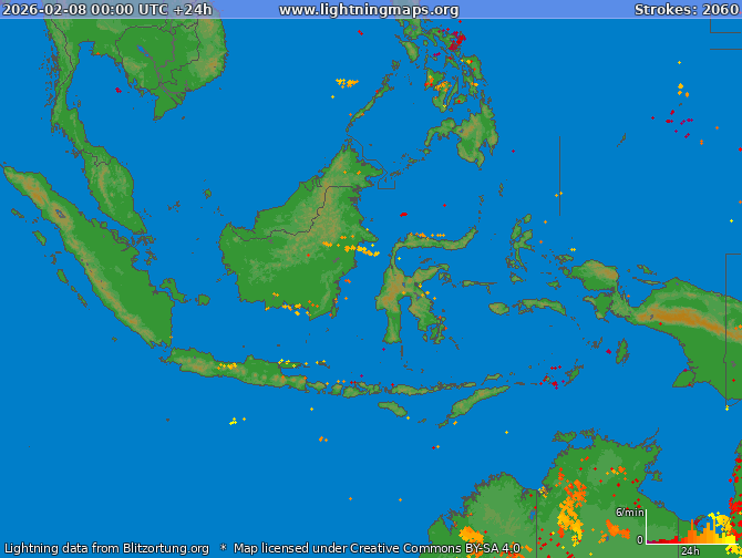Lightning map Indonesia 2026-02-08