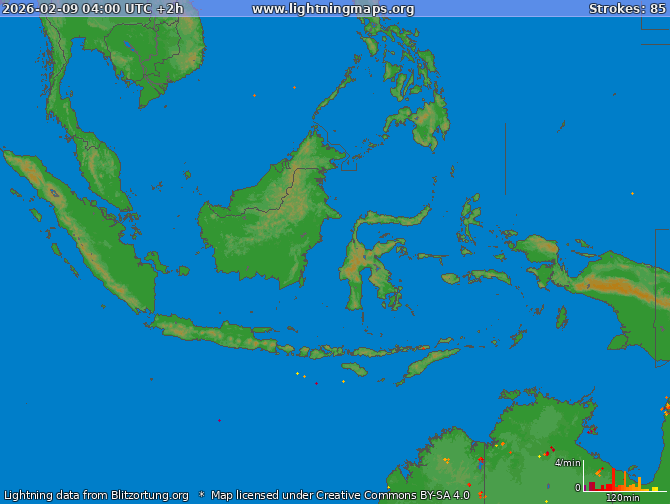 Lightning map Indonesia 2026-02-09 (Animation)